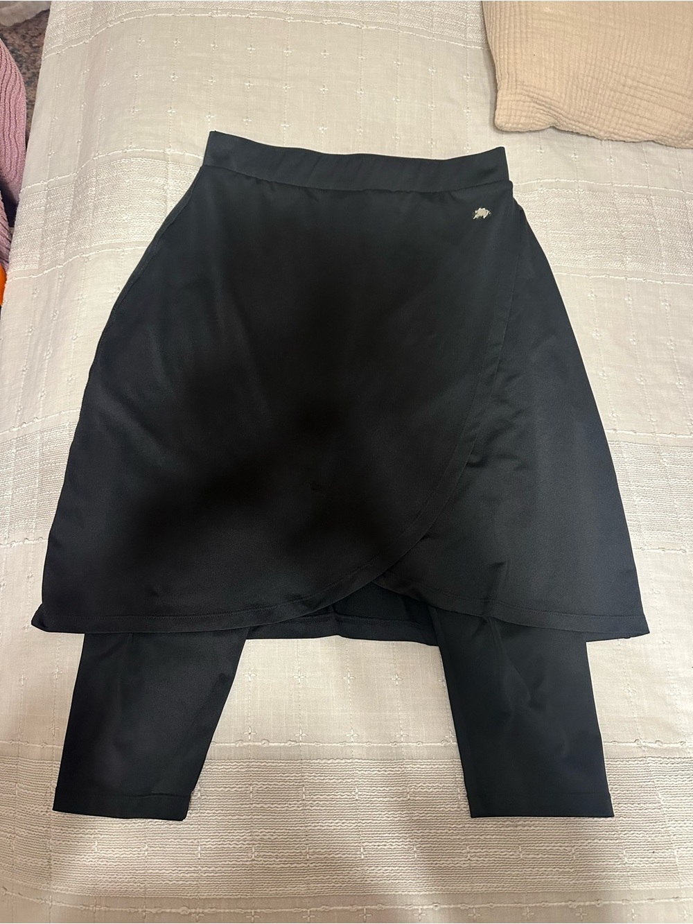 Snoga Black Faux Wrap Skirt with Capri Leggings